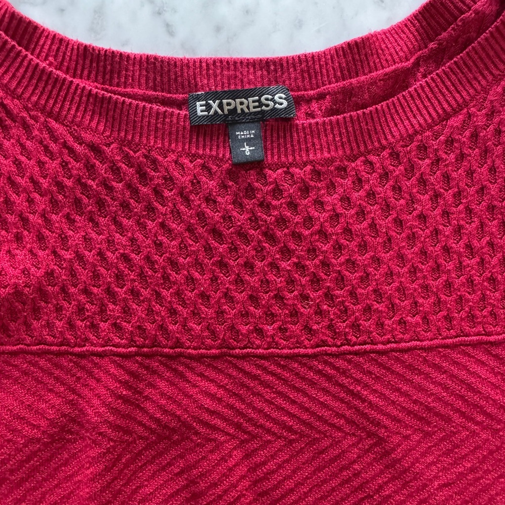 Express Rich Red Textured Sweater - Picture 2 of 6